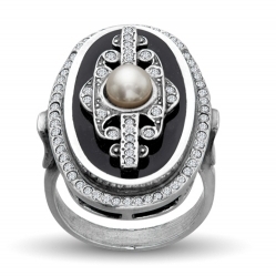Кольцо "Арт Деко" с жемчугом и бриллиантами